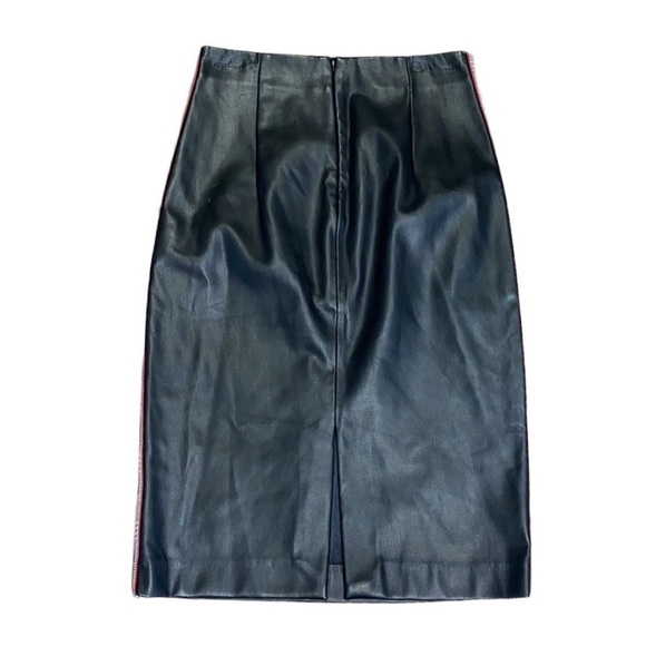 ZARA faux leather midi skirt with houndstooth stripes Size Medium - Picture 6 of 12